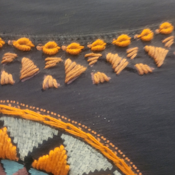 Double D Ranch Black Blouse with Orange and Blue Embroidery - Picture 7 of 8